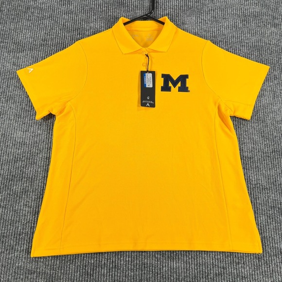 Michigan Wolverines Polo Shirt Womens Extra Large Yellow Short Sleeve New - Picture 3 of 13